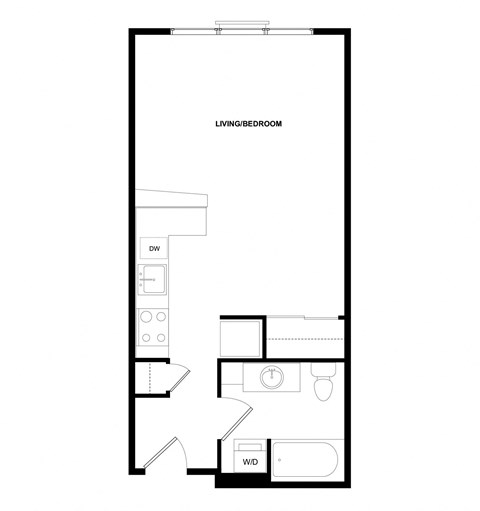 Floor plan for studio, 1 bath, 486 sqft
